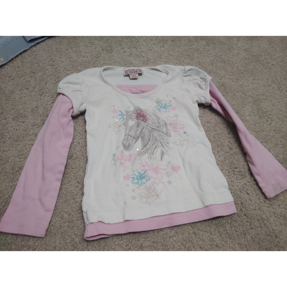 Vintage Y2K Horse Shirt Bling Girls Size 5 By Knitworks